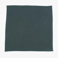 SCHÖNER LEBEN. Stoffservietten 4er Set Bio Ramie Leinenoptik dunkelgrün 40x40cm