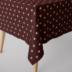 SCHÖNER LEBEN. Tischdecke Art Deco Rauten Retro rot schwarz goldfarbig verschiedene Größen