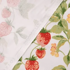 SCHÖNER LEBEN. Tischdecke aus Baumwolle Gariguette Erdbeeren weiß rot grün verschiedene Größen