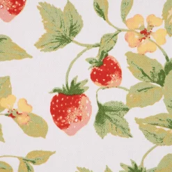 SCHÖNER LEBEN. Tischdecke aus Baumwolle Gariguette Erdbeeren weiß rot grün verschiedene Größen