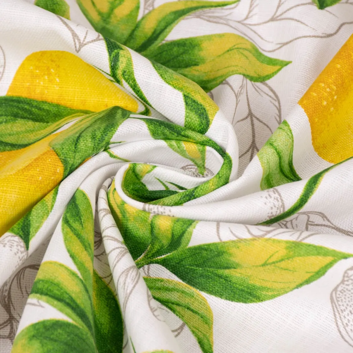 SCHÖNER LEBEN. Tischdecke aus Baumwolle Citron Zitronen weiß grün gelb verschiedene Größen