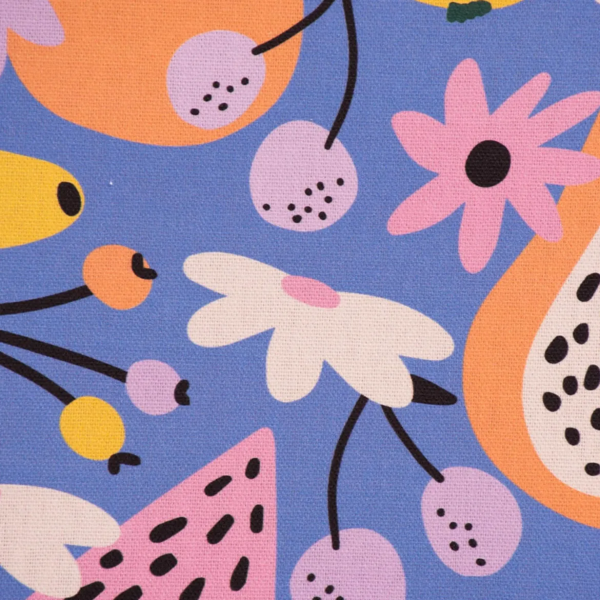 SCHÖNER LEBEN. Tischdecke aus Baumwolle Retro Pop Obst Blumen lila bunt verschiedene Größen
