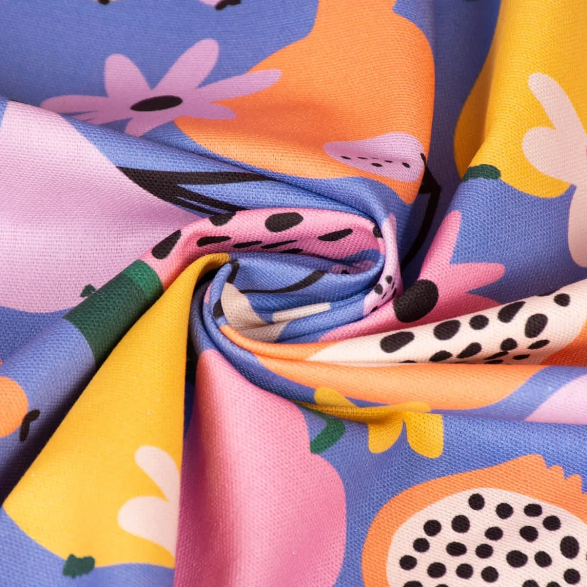 SCHÖNER LEBEN. Tischdecke aus Baumwolle Retro Pop Obst Blumen lila bunt verschiedene Größen