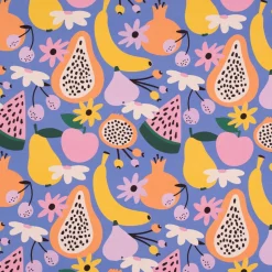 SCHÖNER LEBEN. Tischdecke aus Baumwolle Retro Pop Obst Blumen lila bunt verschiedene Größen