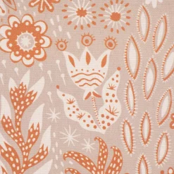 SCHÖNER LEBEN. Tischdecke aus Baumwolle Blätter Blumen Gräser grau beige orange verschiedene Größen