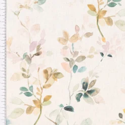 SCHÖNER LEBEN. Tischdecke Baumwollstoff Aziza1 Aquarell Blätterzweige Blüten weiß pastell verschiedene Größen