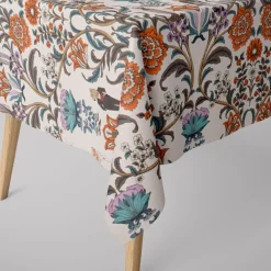 SCHÖNER LEBEN. Tischdecke Blumen Ornamente Tiere weiß bunt verschiedene Größen