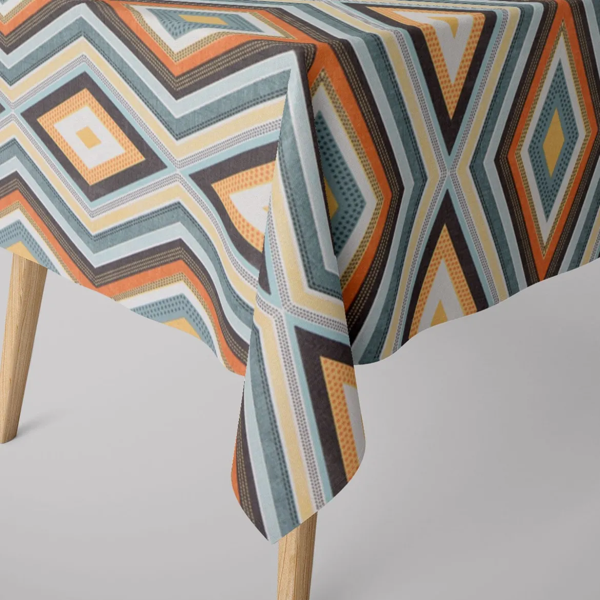 SCHÖNER LEBEN. Tischdecke Clarke & Clarke STUDIO G geometrisch Ethno Raute creme bunt verschiedene Größen