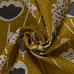 SCHÖNER LEBEN. Tischdecke Clara Saffron Blumen senfgelb ocker blau grau verschiedene Größen