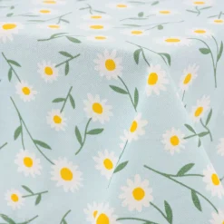 SCHÖNER LEBEN. Tischdecke Daisy Sweet Field Gänseblümchen Leinenlook hellblau oder natur weiß verschiedene Größen