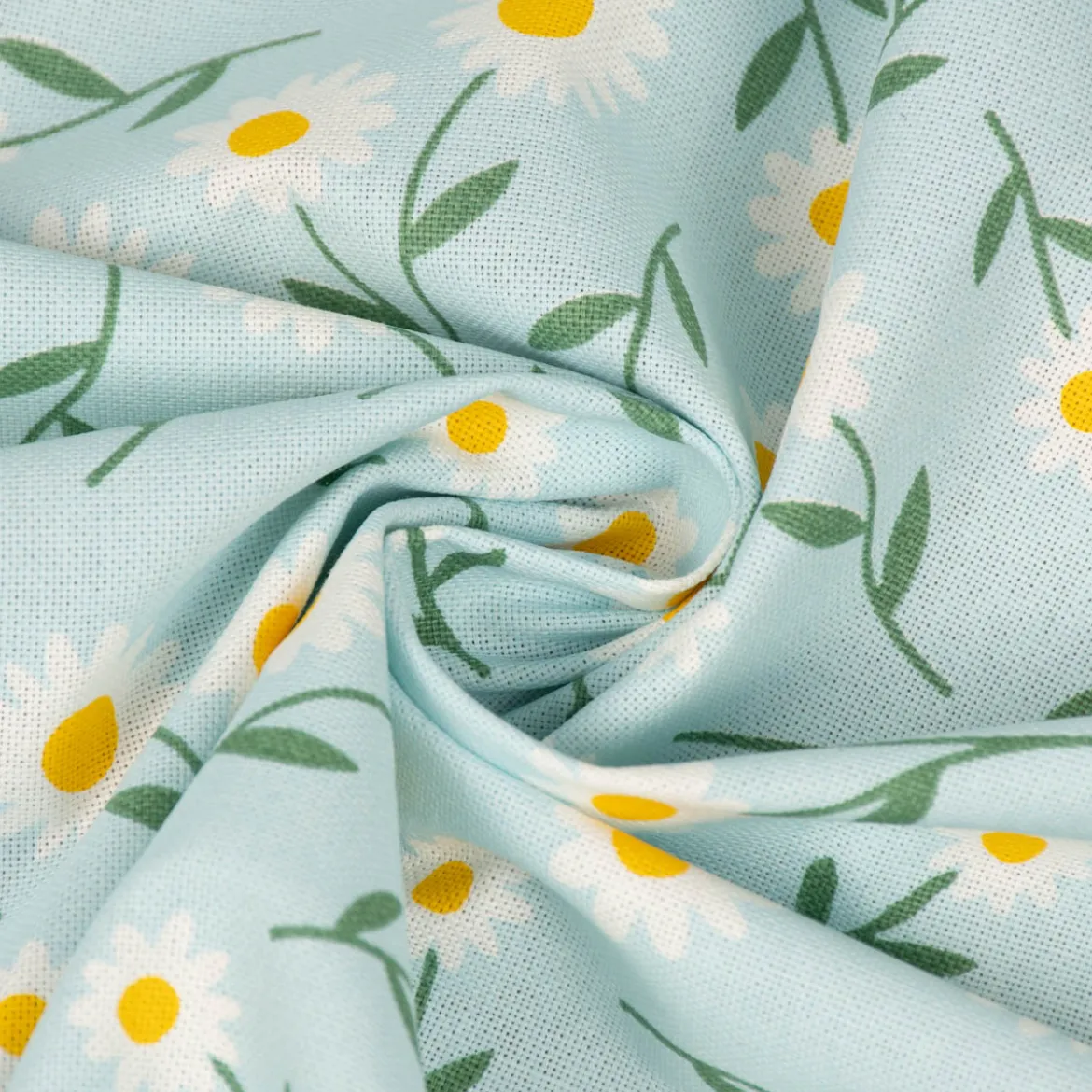 SCHÖNER LEBEN. Tischdecke Daisy Sweet Field Gänseblümchen Leinenlook hellblau oder natur weiß verschiedene Größen