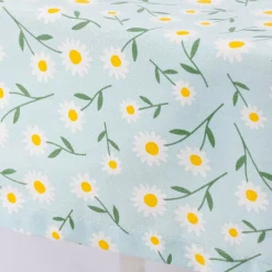 SCHÖNER LEBEN. Tischdecke Daisy Sweet Field Gänseblümchen Leinenlook hellblau oder natur weiß verschiedene Größen