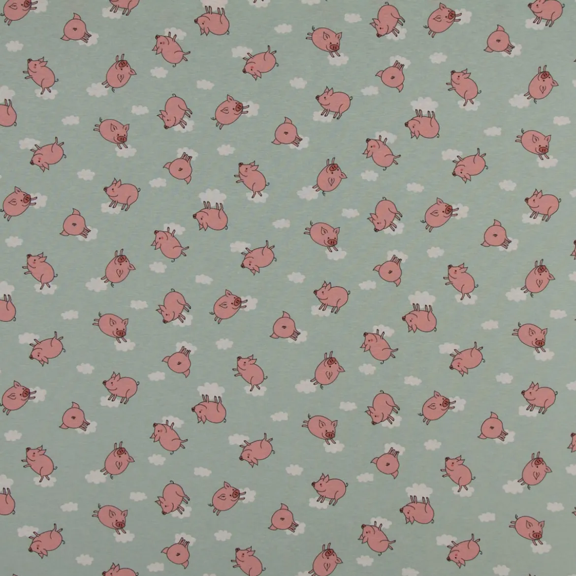 SCHÖNER LEBEN. Tischdecke Flying Pigs Schweinchen Wolken mint rosa weiß verschiedene Größen