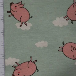SCHÖNER LEBEN. Tischdecke Flying Pigs Schweinchen Wolken mint rosa weiß verschiedene Größen