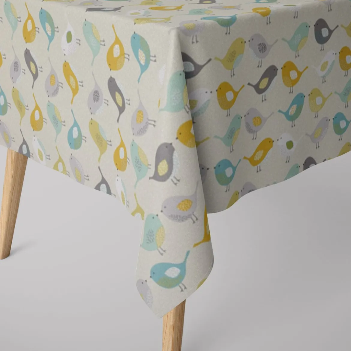 SCHÖNER LEBEN. Tischdecke Fryett`s Birds Vögel beige grau mint senf verschiedene Größen