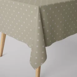 SCHÖNER LEBEN. Tischdecke Full Stop Punkte grünbeige weiß verschiedene Größen