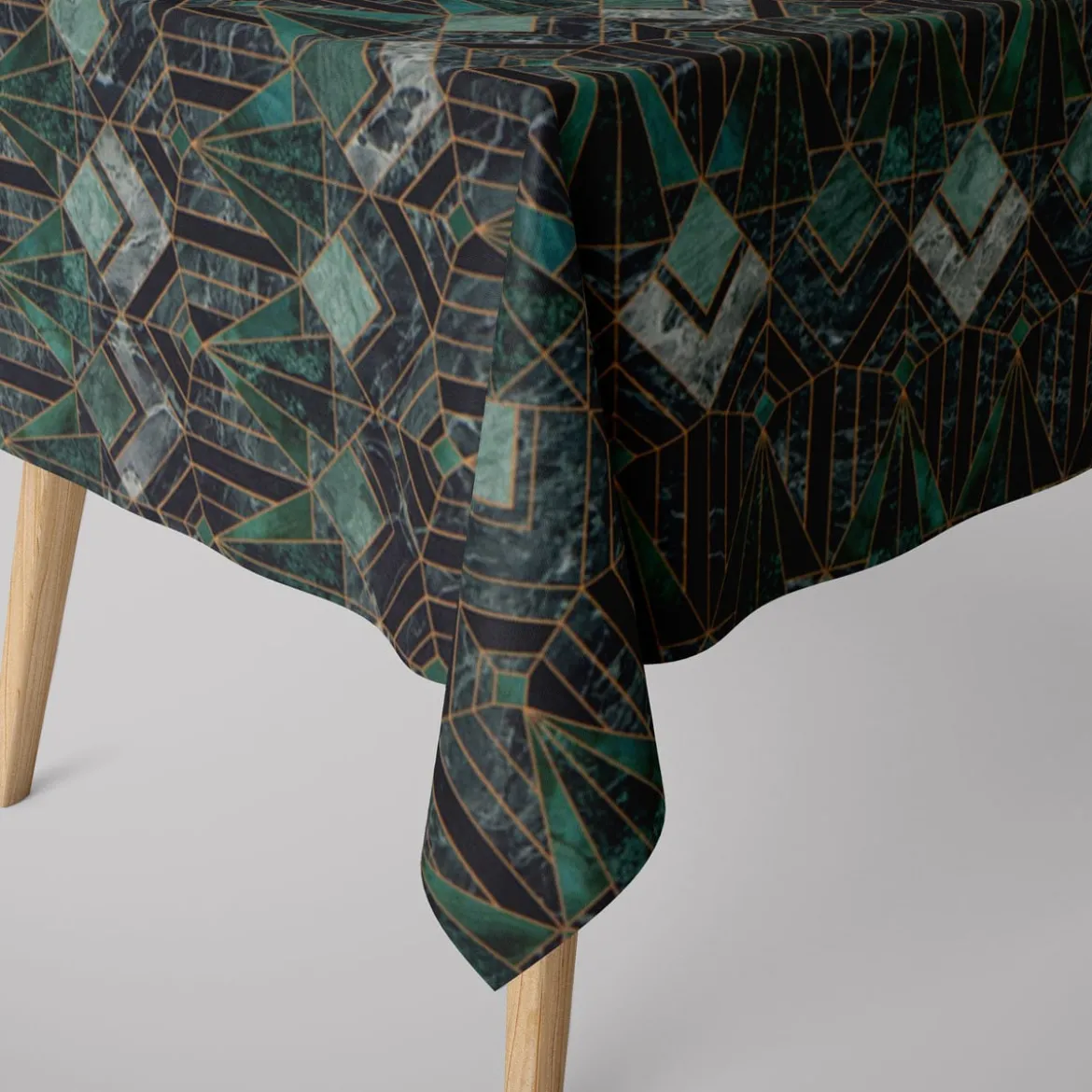 SCHÖNER LEBEN. Tischdecke Halbpanama Art Deko Marble Diamond Marmor grün verschiedene Größen