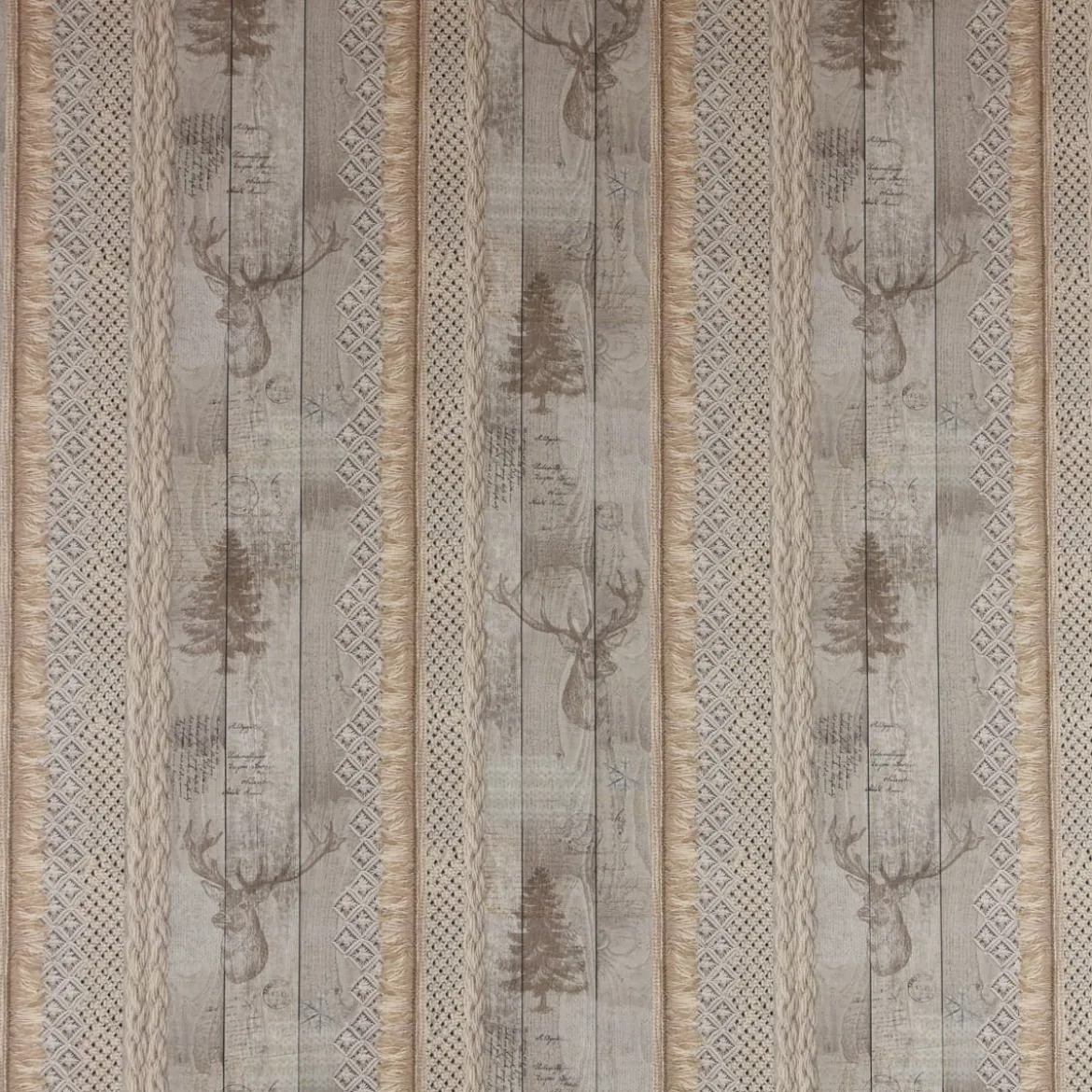 SCHÖNER LEBEN. Tischdecke Holz Latten Hirschkopf natur braun verschiedene Größen