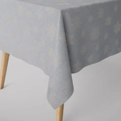 SCHÖNER LEBEN. Tischdecke Ice Star Schneeflocken Eiskristalle hellblau silberfarbig beige verschiedene Größen