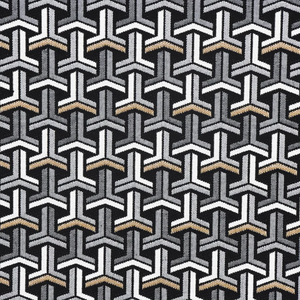 SCHÖNER LEBEN. Tischdecke Jacquard grafisch T schwarz weiß goldfarbig eckig in div. Größen