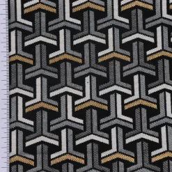 SCHÖNER LEBEN. Tischdecke Jacquard grafisch T schwarz weiß goldfarbig eckig in div. Größen