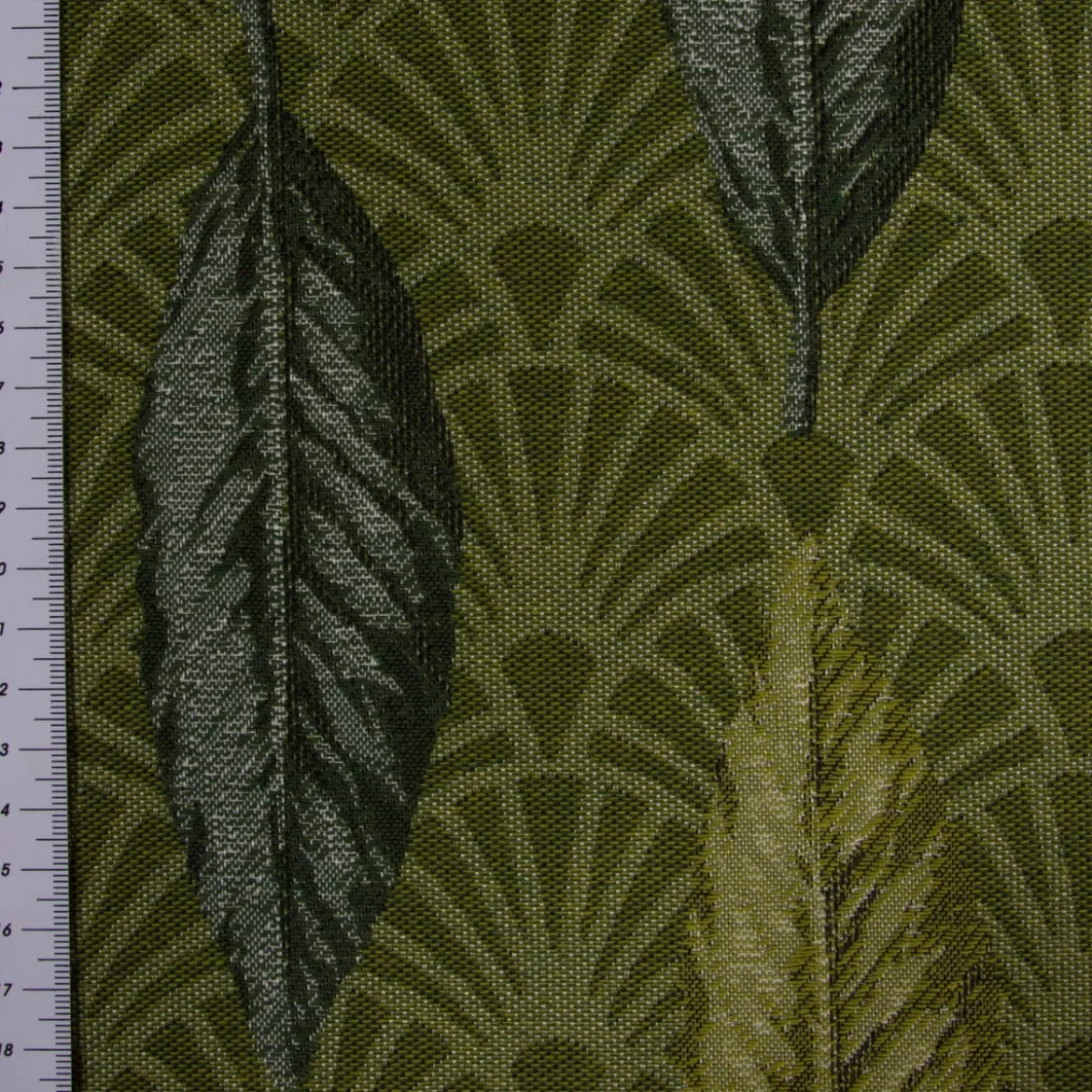 SCHÖNER LEBEN. Tischdecke Jacquard Doubleface Art Déco Blätter Fächer grün creme verschiedene Größen