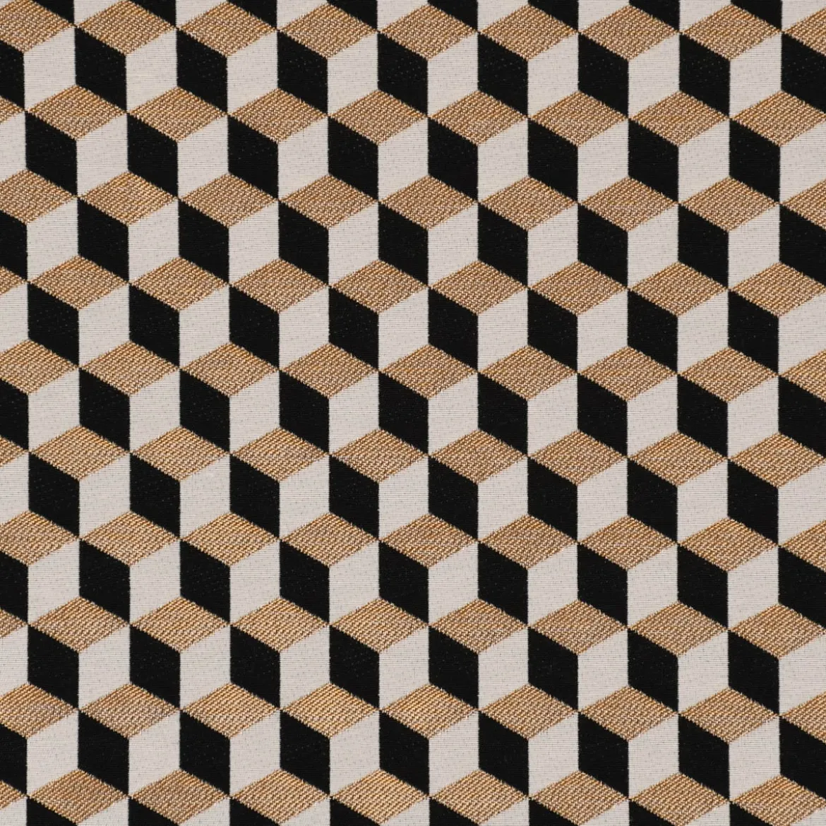 SCHÖNER LEBEN. Tischdecke Jacquard Metallic Cube Geometric Luxury 3D Würfel schwarz gold ecru verschiedene Größen