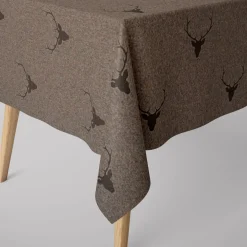 SCHÖNER LEBEN. Tischdecke Jacquard Hirschkopf mit Geweih braun dunkelbraun verschiedene Größen