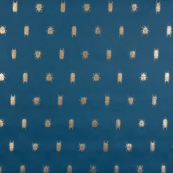 SCHÖNER LEBEN. Tischdecke Käfer blau gold metallic verschiedene Größen