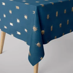 SCHÖNER LEBEN. Tischdecke Käfer blau gold metallic verschiedene Größen