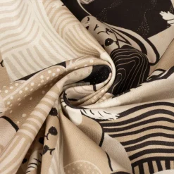 SCHÖNER LEBEN. Tischdecke Kraniche Hügel beige schwarz weiß verschiedene Größen