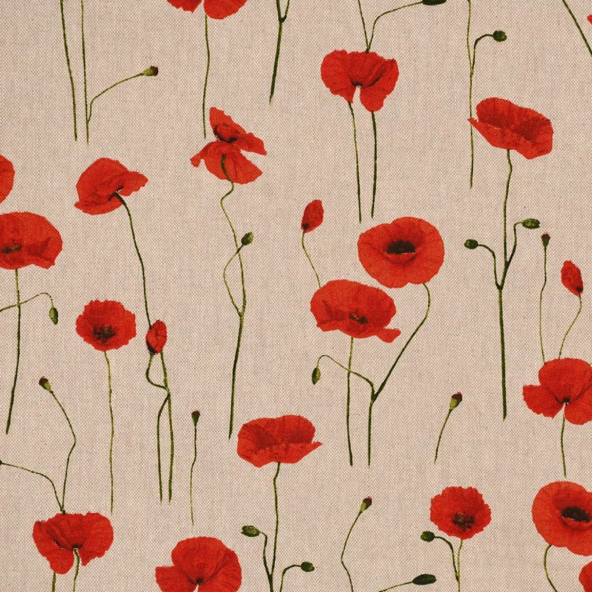 SCHÖNER LEBEN. Tischdecke Leinenlook Poppy Field Mohnblumen natur rot verschiedene Größen