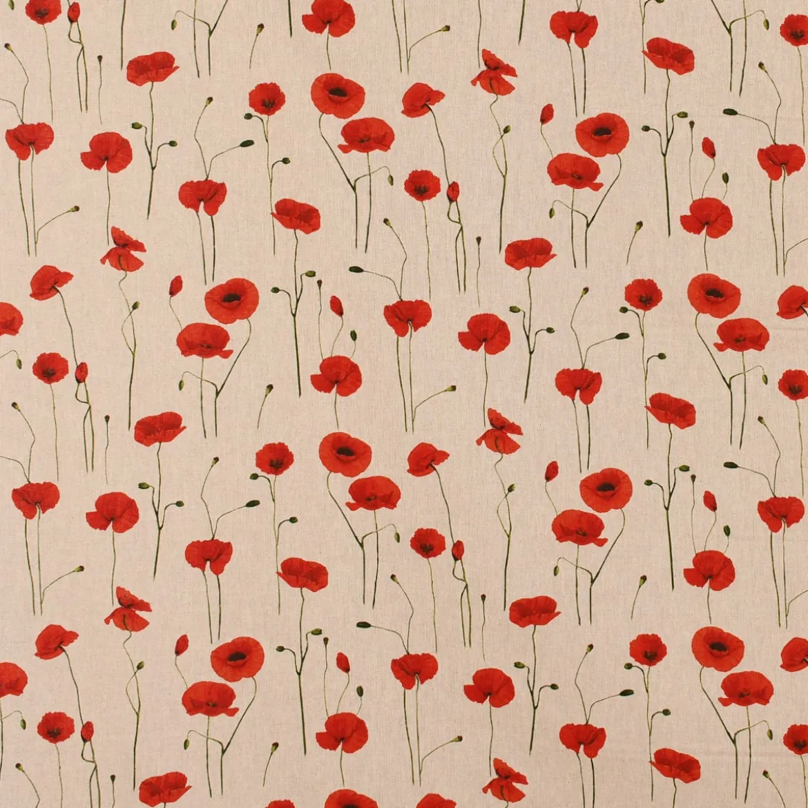 SCHÖNER LEBEN. Tischdecke Leinenlook Poppy Field Mohnblumen natur rot verschiedene Größen