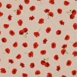 SCHÖNER LEBEN. Tischdecke Leinenlook Poppy Flower Mohnblüten Allover natur rot verschiedene Größen