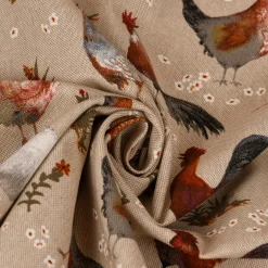 SCHÖNER LEBEN. Tischdecke Leinenlook Chicken Farm Hühner natur braun verschiedene Größen