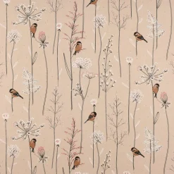 SCHÖNER LEBEN. Tischdecke Leinenlook Soft Branch Blüten Gräser Vögel natur rosa verschiedene Größen