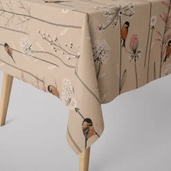 SCHÖNER LEBEN. Tischdecke Leinenlook Soft Branch Blüten Gräser Vögel natur rosa verschiedene Größen