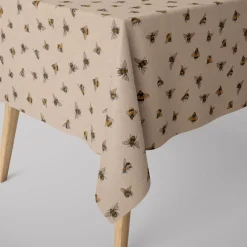 SCHÖNER LEBEN. Tischdecke Leinenlook Bee Buzzing Bienen Hummeln natur gelb verschiedene Größen