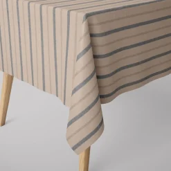SCHÖNER LEBEN. Tischdecke Leinenlook Riviera Stripe Small Streifen natur blau verschiedene Größen