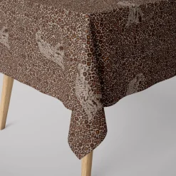SCHÖNER LEBEN. Tischdecke Leinenlook Leoparden natur braun verschiedene Größen