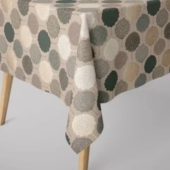 SCHÖNER LEBEN. Tischdecke Leinenlook Blätter Blattskelett natur grün goldmetallic verschiedene Größen