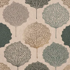 SCHÖNER LEBEN. Tischdecke Leinenlook Blätter Blattskelett natur grün goldmetallic verschiedene Größen