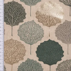 SCHÖNER LEBEN. Tischdecke Leinenlook Blätter Blattskelett natur grün goldmetallic verschiedene Größen