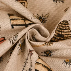 SCHÖNER LEBEN. Tischdecke Leinenlook Bee Honey Buzzing Honig Bienen Korb natur gelb verschiedene Größen