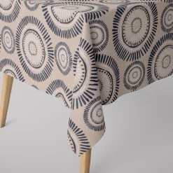 SCHÖNER LEBEN. Tischdecke Mandala Kreise Punkte Striche natur nachtblau cremeweiß verschiedene Größen