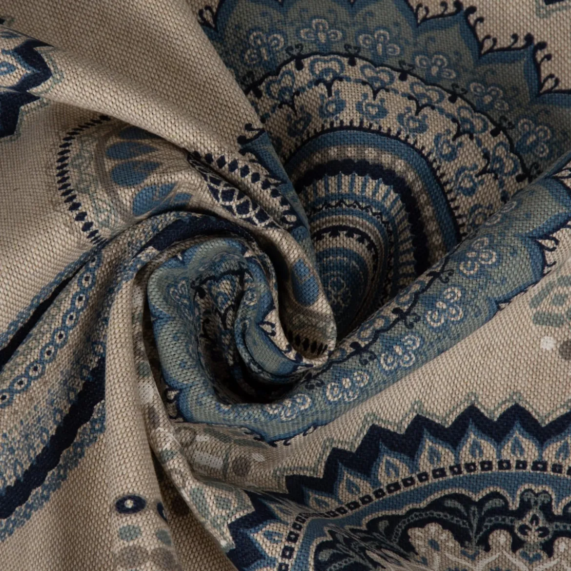 SCHÖNER LEBEN. Tischdecke Mandalas natur blau verschiedene Größen