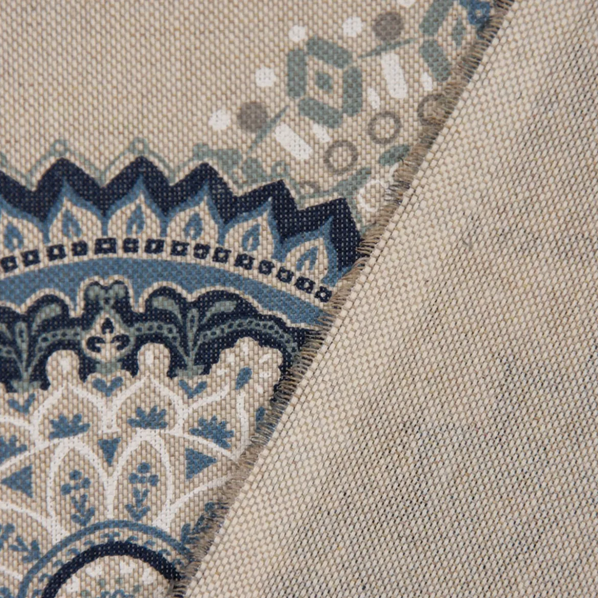 SCHÖNER LEBEN. Tischdecke Mandalas natur blau verschiedene Größen