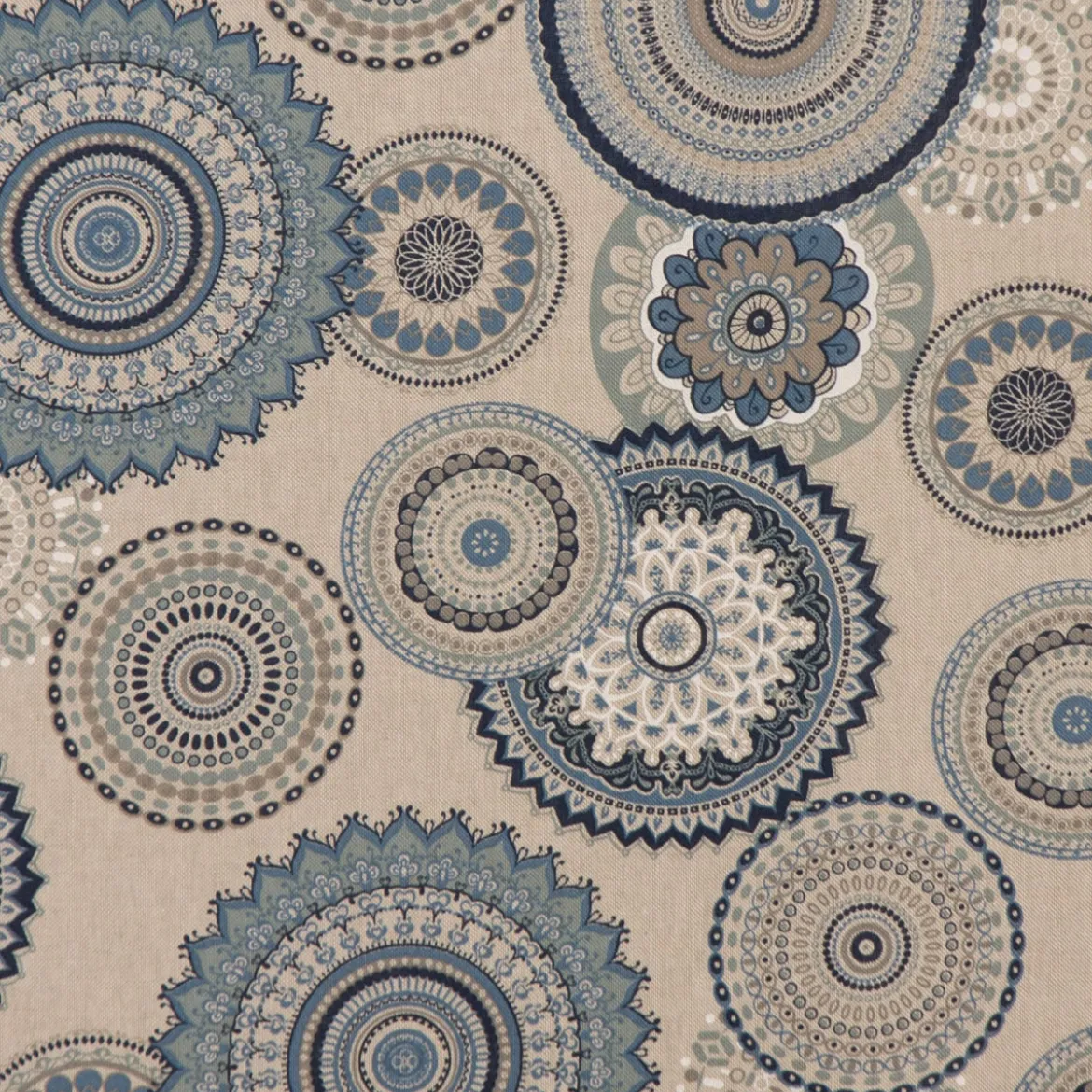 SCHÖNER LEBEN. Tischdecke Mandalas natur blau verschiedene Größen