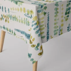 SCHÖNER LEBEN. Tischdecke Ranken Blätter Aquarell weiß grün blau verschiedene Größen