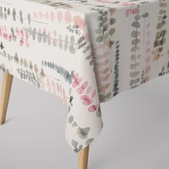 SCHÖNER LEBEN. Tischdecke Ranken Blätter Aquarell weiß grün rosa verschiedene Größen